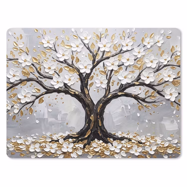 Boom - Bloemen - Natuur - Abstract - Wit muismat rubber klein -3d