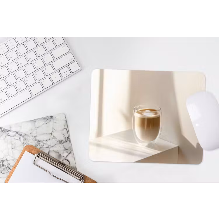 Mok - Latte - Minimalistisch - Schaduw muismat rubber klein -witbureau