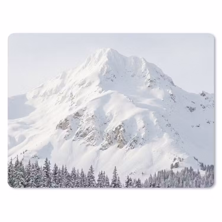 Berg - Sneeuw - Winter - Natuur - Wit muismat rubber klein -3d