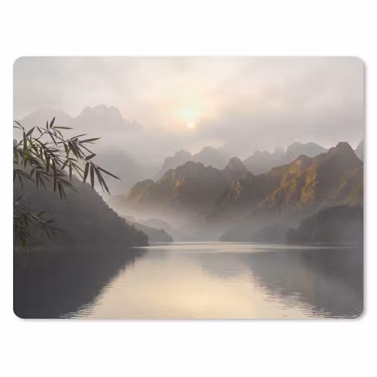 Bergen - Water - Mist - Natuur - Landschap muismat rubber klein -3d