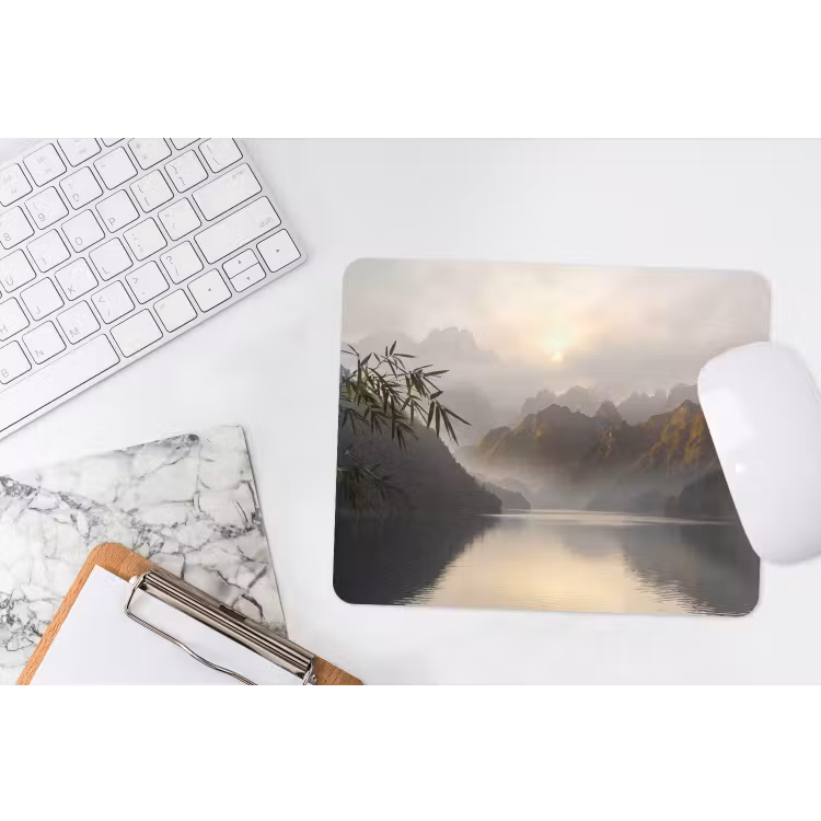 Bergen - Water - Mist - Natuur - Landschap muismat rubber klein -witbureau