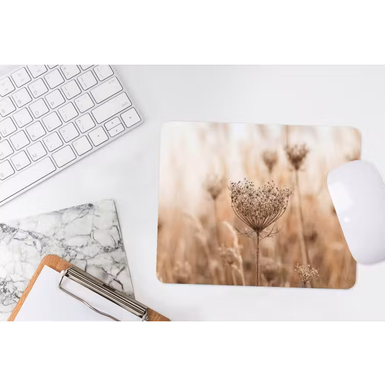 Schermbloem - Droogbloem - Winter - Beige - Minimalistisch muismat rubber klein -witbureau