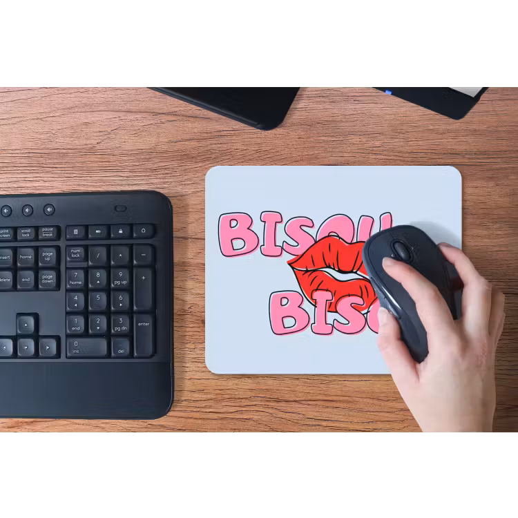 Bisou - Blauw - Roze - Lippen muismat rubber klein -toetsenbord