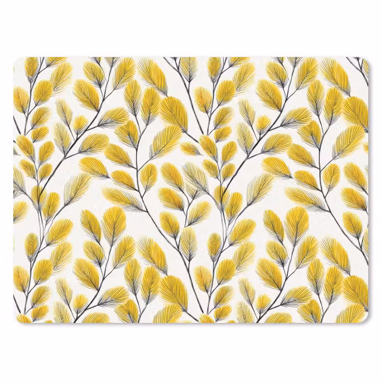 Bladeren - Botanisch - Elegant - Geel - Zwart muismat rubber klein 262 -3d