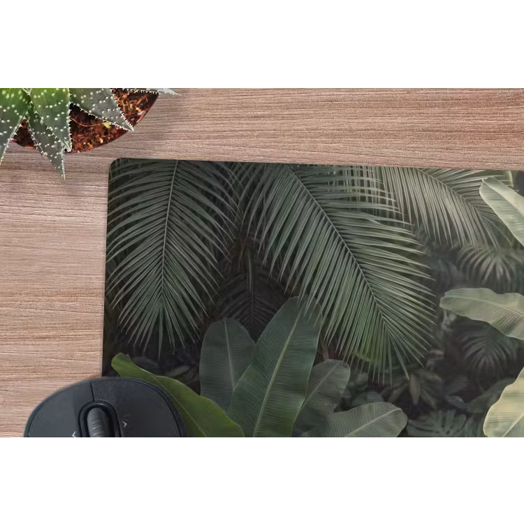Bladeren - Groen - Tropisch - Natuur muismat rubber klein -closeup