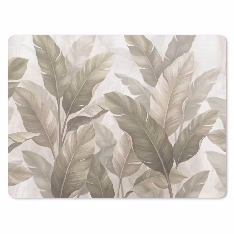 Bladeren - Tropisch - Natuur - Abstract - Beige muismat rubber klein -3d