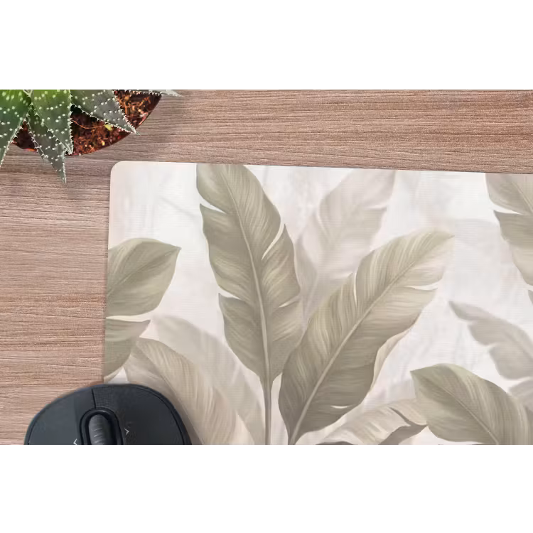 Bladeren - Tropisch - Natuur - Abstract - Beige muismat rubber klein -closeup