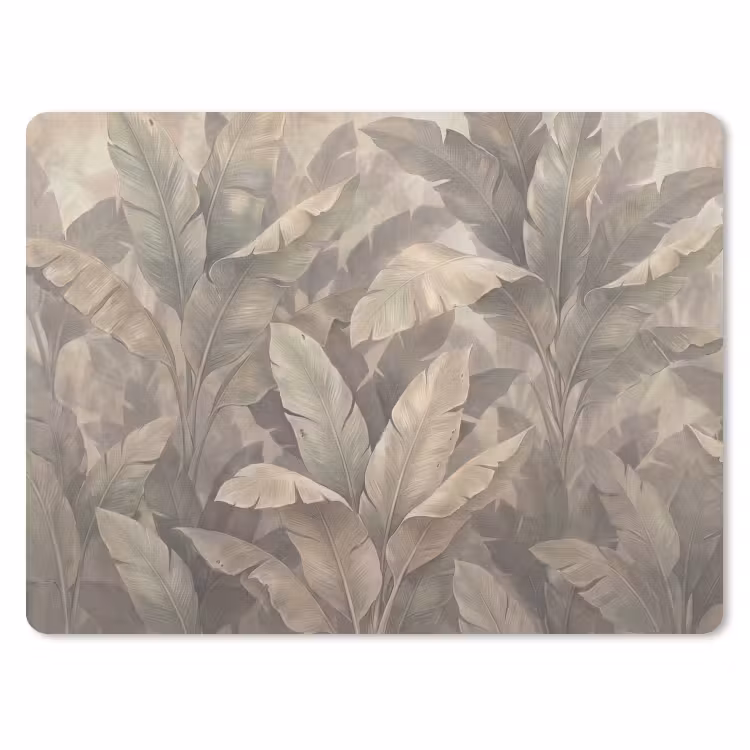 Bladeren - Tropisch - Natuur - Modern - Beige muismat rubber klein -3d
