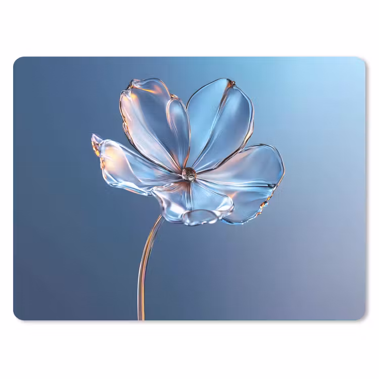 Blauw - Bloem - Glazen - Sierlijk muismat rubber klein -3d