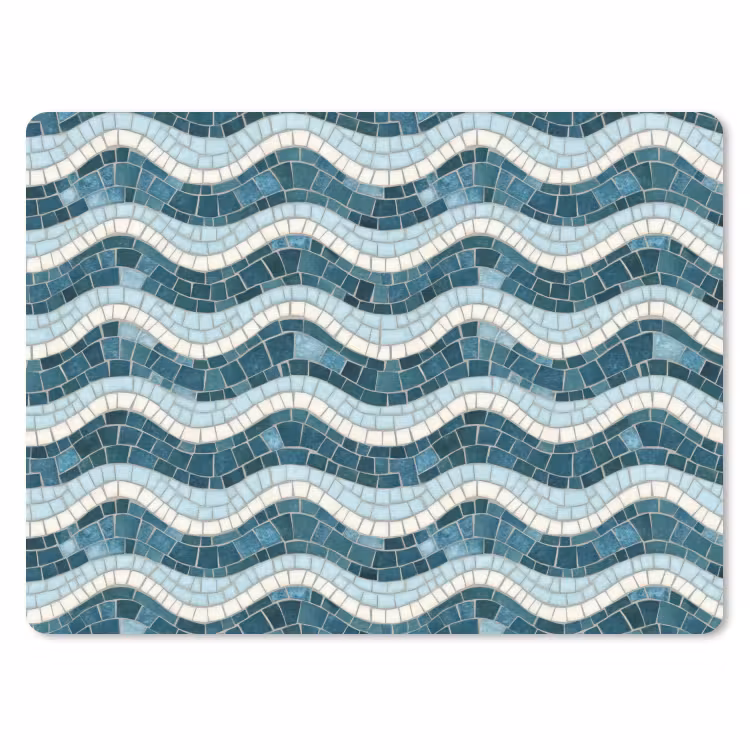 Blauw - Wit - Mozaïek - Golvend muismat rubber klein 262 -3d