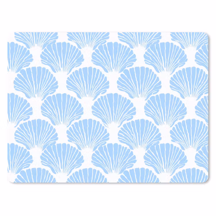 Blauw - Wit - Schelpen - Grafisch - Structuur muismat rubber klein 262 -3d