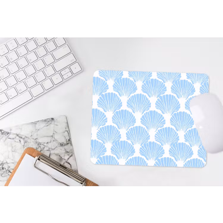 Blauw - Wit - Schelpen - Grafisch - Structuur muismat rubber klein 262 -witbureau