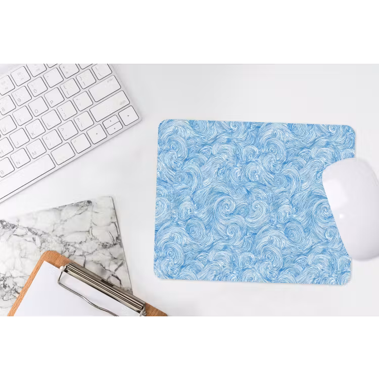 Blauw - Wit - Spiraal - Golven - Lijnen muismat rubber klein 262 -witbureau