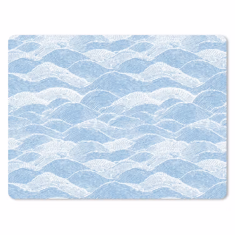Blauw - Wit - Golven - Getekend muismat rubber klein 262 -3d