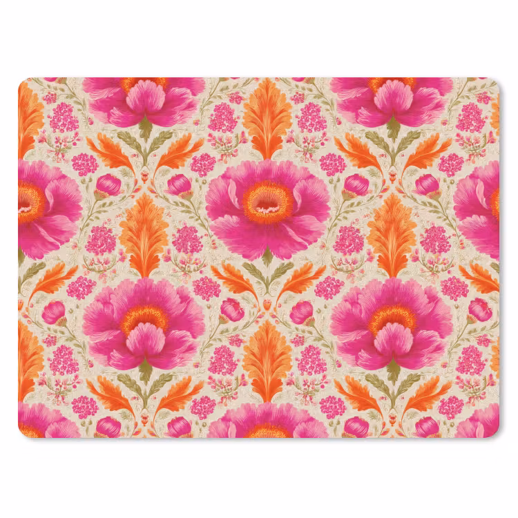 Bloemen - Barok - Roze - Oranje muismat rubber klein 262 -3d