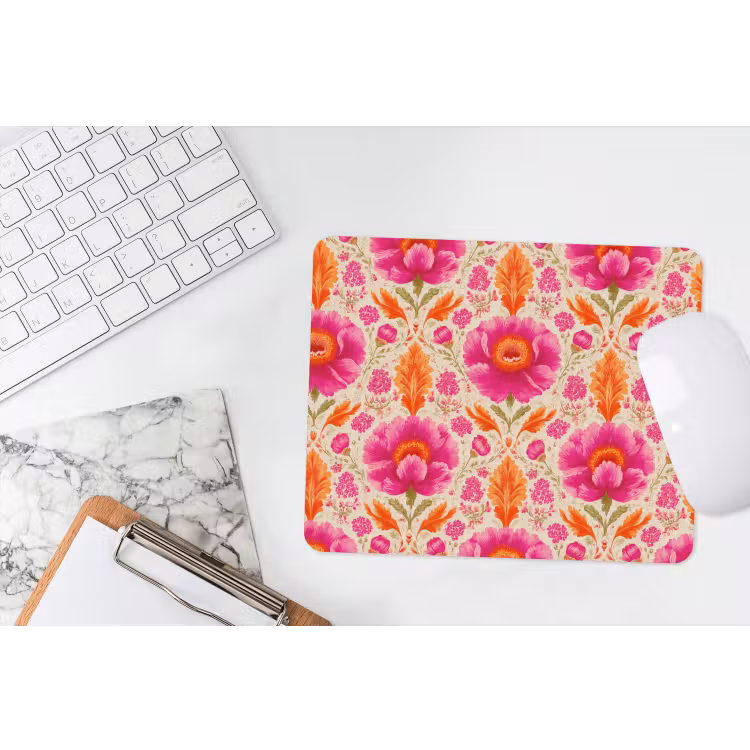 Bloemen - Barok - Roze - Oranje muismat rubber klein 262 -witbureau