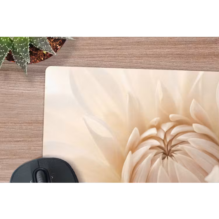 Bloem - Dahlia - Wit muismat rubber klein -closeup