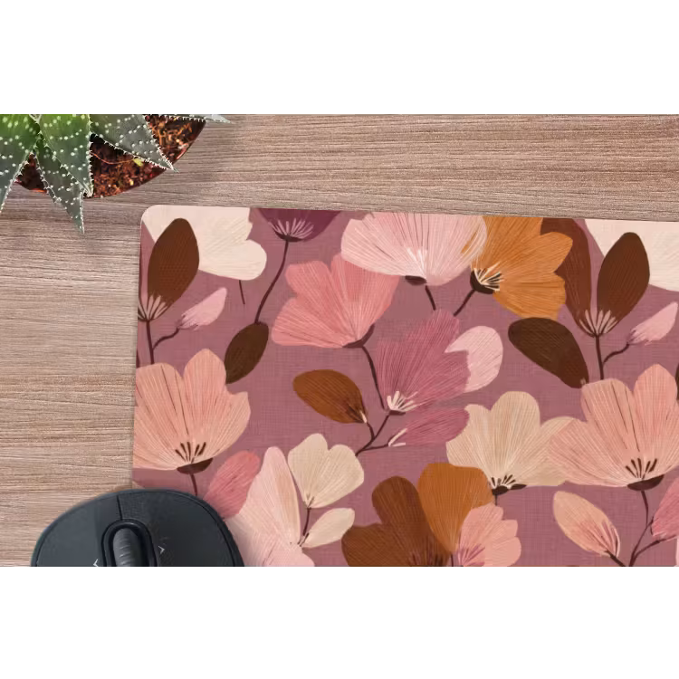 Bloem - Patroon - Roze muismat rubber klein 262 -closeup