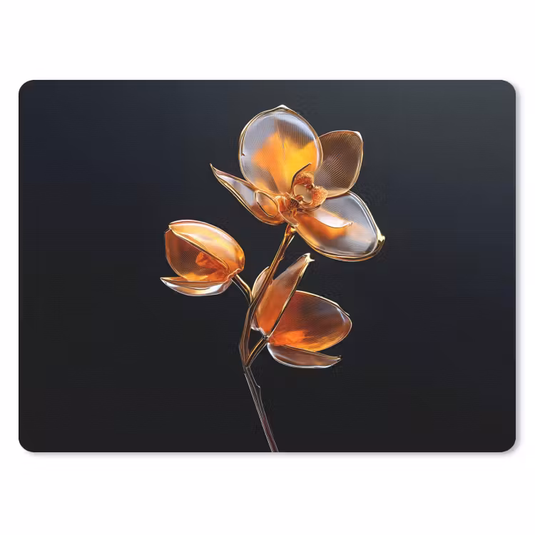 Bloem - Orchidee - Oranje muismat rubber klein -3d