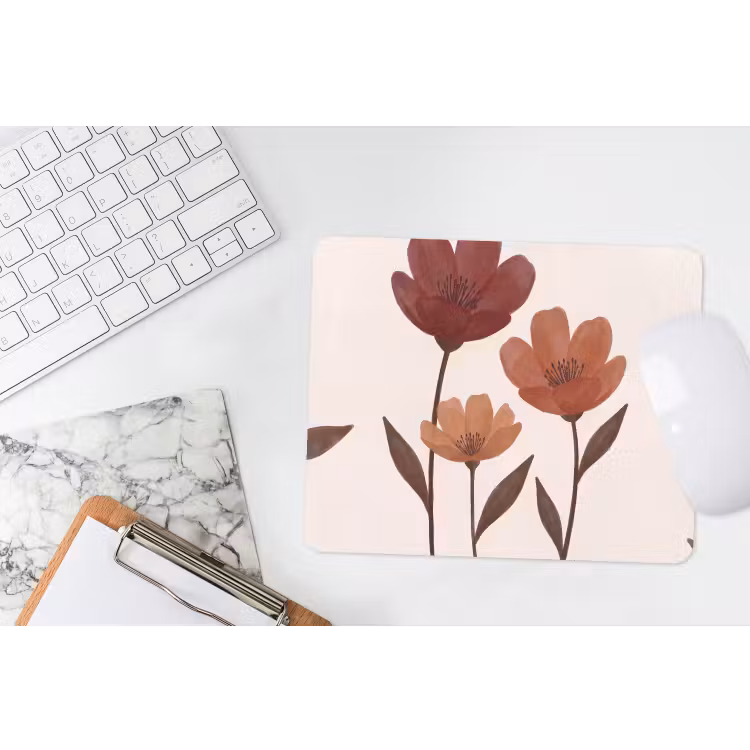 Bloemen - Abstract - Modern - Bruin - Decoratief muismat rubber klein -witbureau