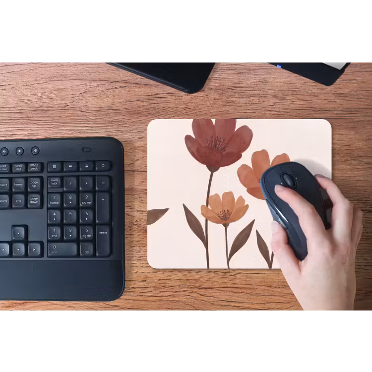 Bloemen - Abstract - Modern - Bruin - Decoratief muismat rubber klein -toetsenbord