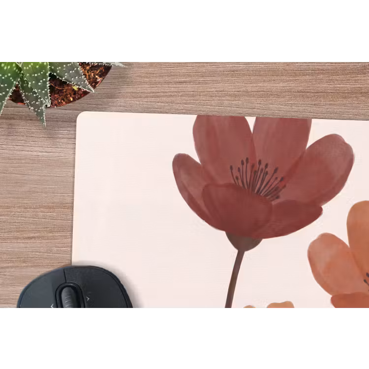 Bloemen - Abstract - Modern - Bruin - Decoratief muismat rubber klein -closeup