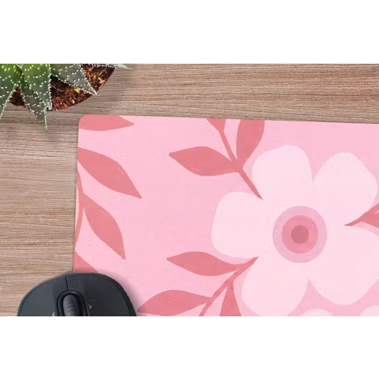 Bloemen - Abstract - Modern - Roze - Natuur muismat rubber klein -closeup