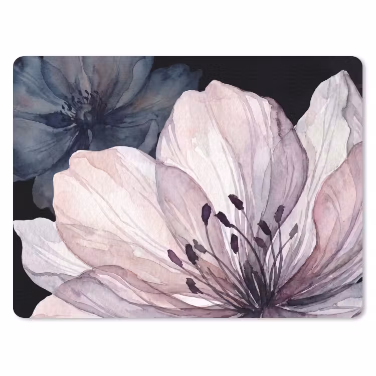 Bloemen - Aquarel - Modern - Roze - Donker muismat rubber klein -3d