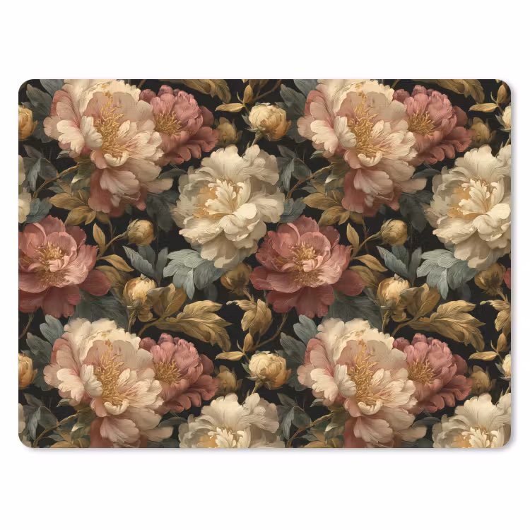 Bloemen - Barok - Patroon - Roze - Crème muismat rubber klein 262 -3d
