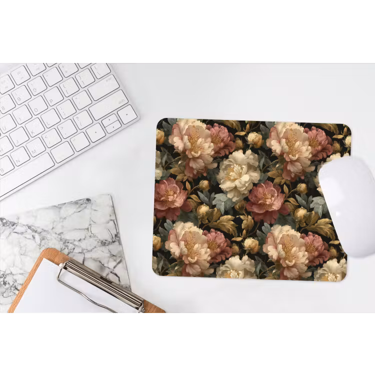 Bloemen - Barok - Patroon - Roze - Crème muismat rubber klein 262 -witbureau