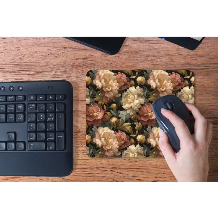Bloemen - Barok - Patroon - Roze - Crème muismat rubber klein 262 -toetsenbord