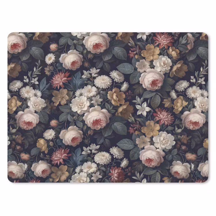 Bloemen - Boeket - Botanisch - Vintage - Donkere achtergrond muismat rubber klein -3d
