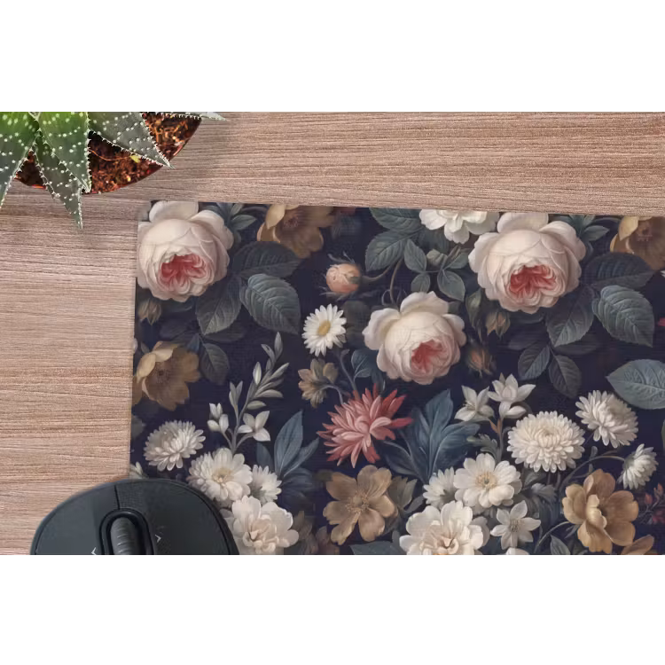 Bloemen - Boeket - Botanisch - Vintage - Donkere achtergrond muismat rubber klein -closeup