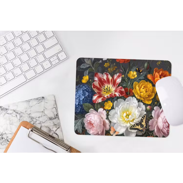 Bloemen - Boeket - Klassiek - Kleurrijk - Natuur muismat rubber klein -witbureau