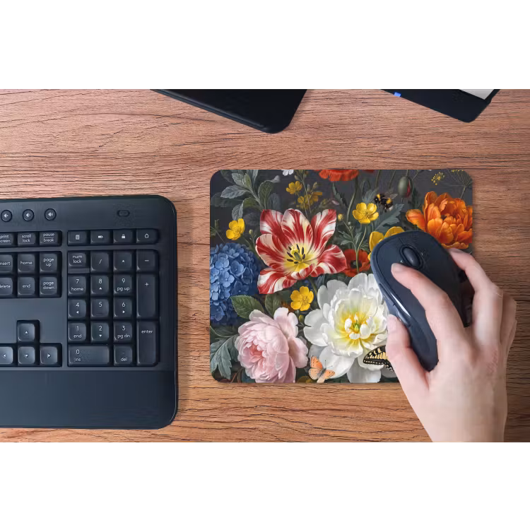 Bloemen - Boeket - Klassiek - Kleurrijk - Natuur muismat rubber klein -toetsenbord