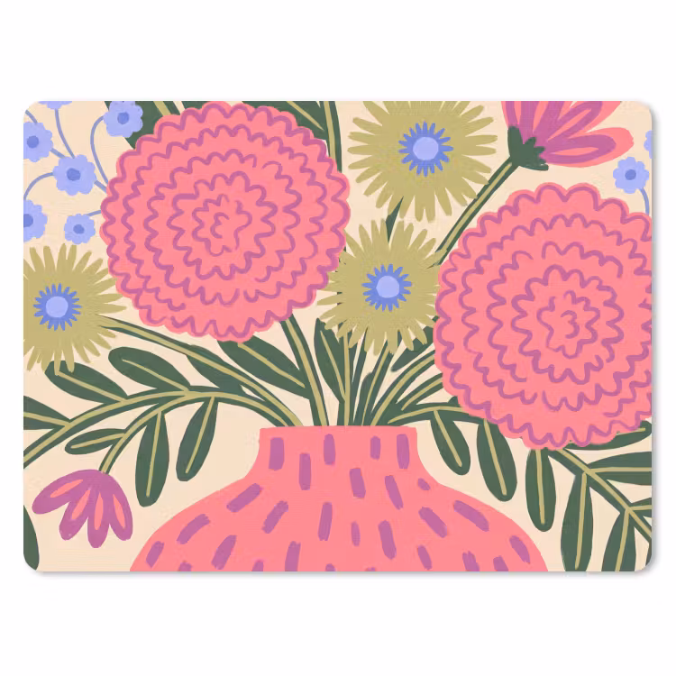 Bloemen - Boeket - Natuur - Abstract - Roze muismat rubber klein -3d