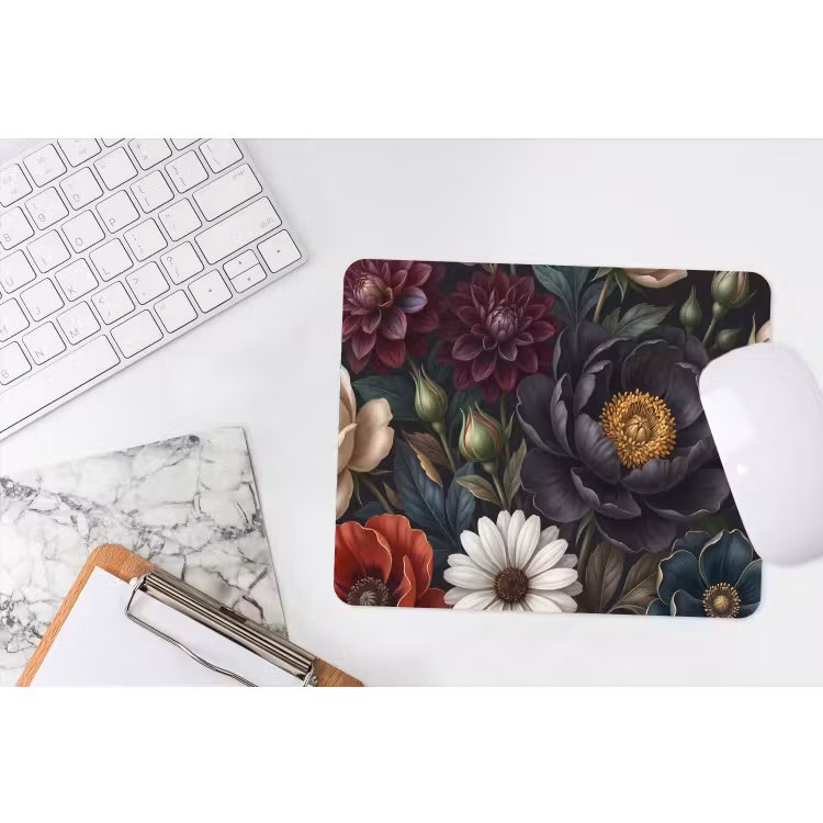 Bloemen - Boeket - Natuur - Klassiek - Weelderig muismat rubber klein -witbureau