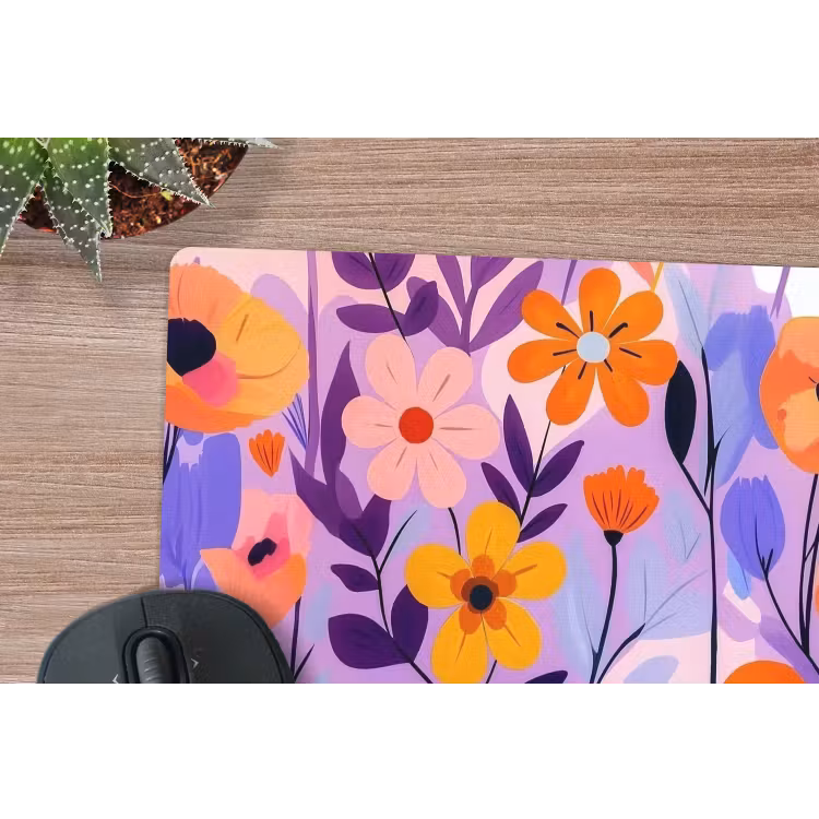 Bloemen - Kleurrijk - Bladeren muismat rubber klein -closeup