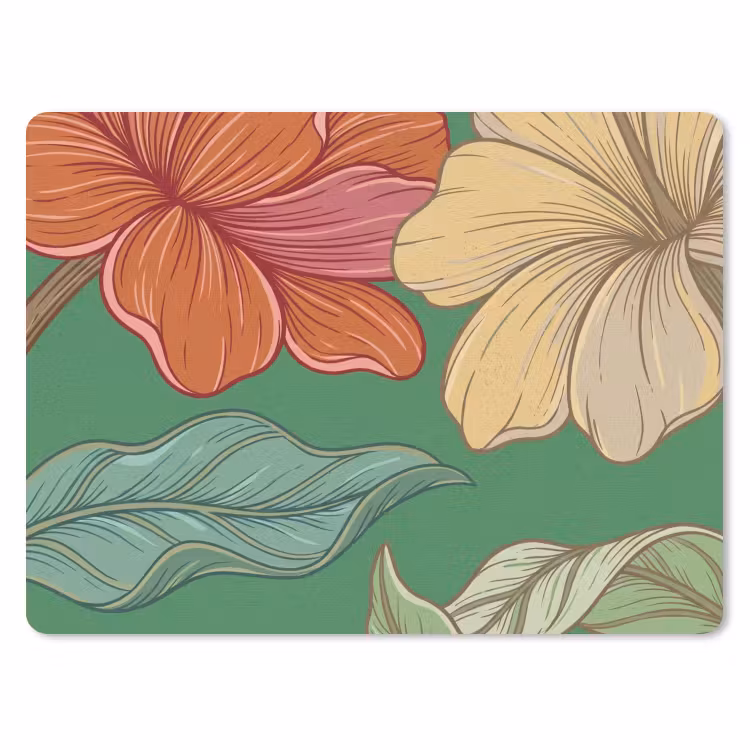 Mauspad - Blumen – Grün – Illustration - Bloemen - Groen - Illustratie muismat rubber klein