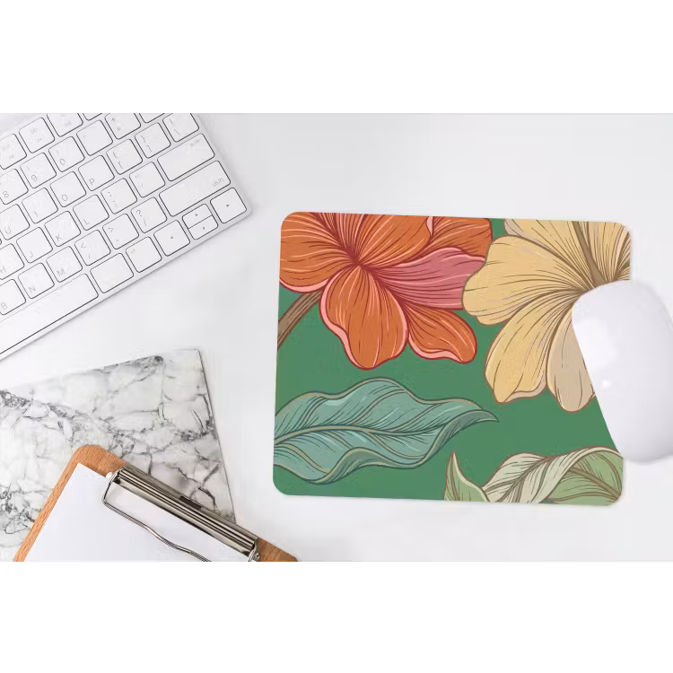 Mauspad - Blumen – Grün – Illustration - Bloemen - Groen - Illustratie muismat rubber klein