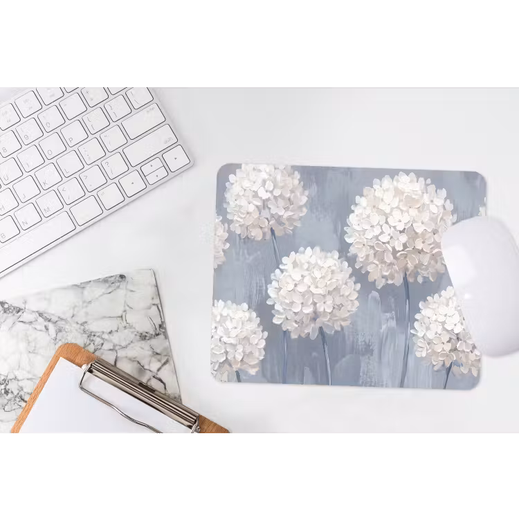 Bloemen - Illustratie - Blauw muismat rubber klein -witbureau