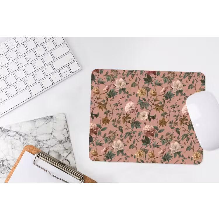 Bloemen - Klassiek - Roze muismat rubber klein 262 -witbureau