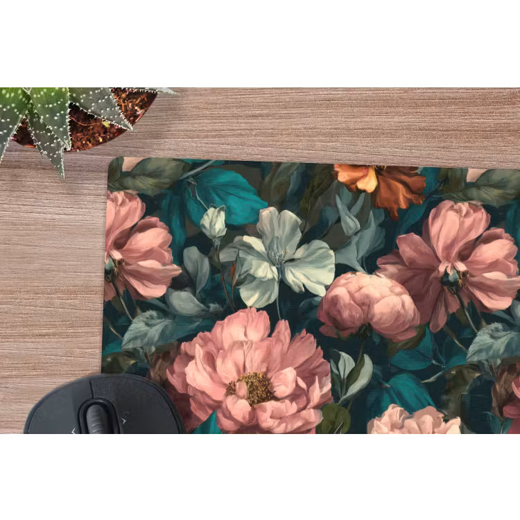 Bloemen - Schilderachtig - Patroon - Roze muismat rubber klein 262 -closeup