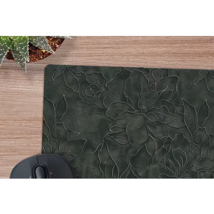 Bloemen - Lijnen - Groen muismat rubber klein 262 -closeup