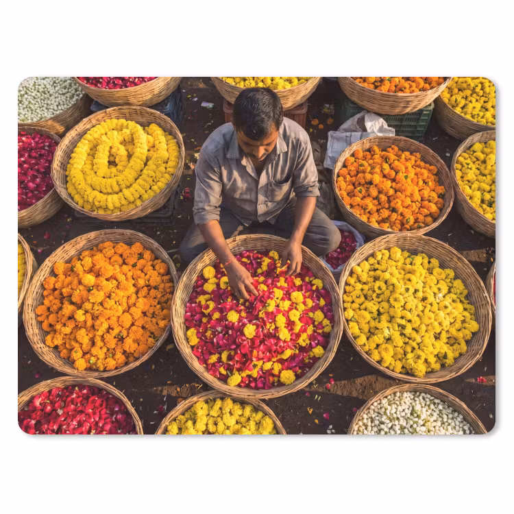 Mauspad - Blumen – Markt – Bunt - Bloemen - Markt - Kleurrijk muismat rubber klein