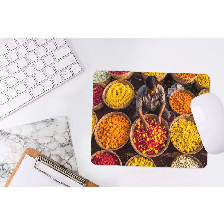 Mauspad - Blumen – Markt – Bunt - Bloemen - Markt - Kleurrijk muismat rubber klein