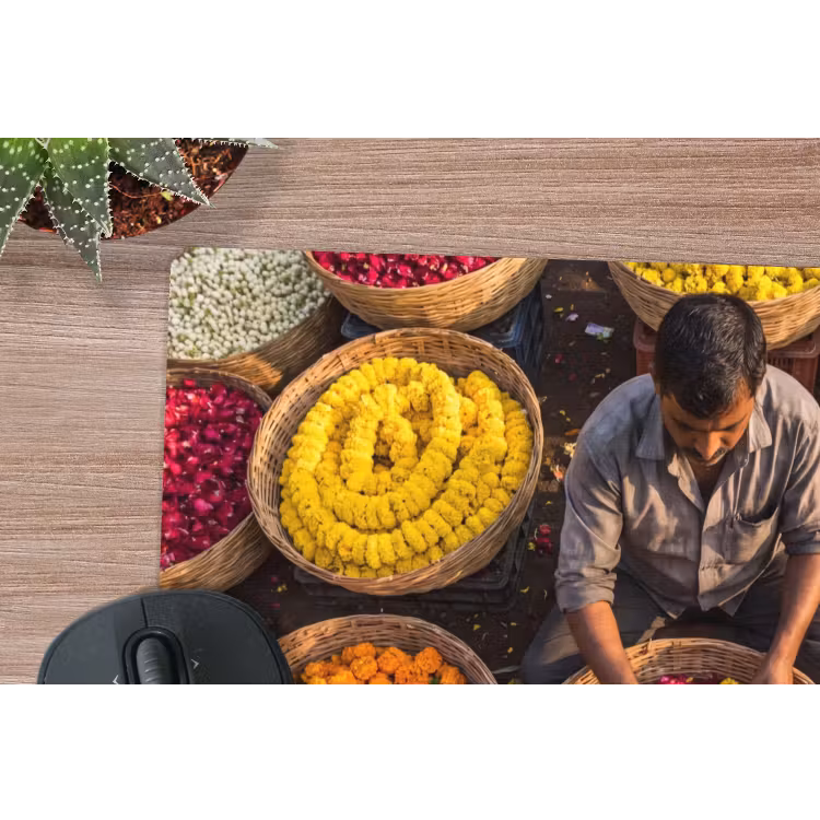 Mauspad - Blumen – Markt – Bunt - Bloemen - Markt - Kleurrijk muismat rubber klein