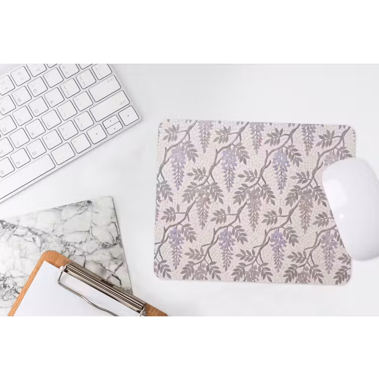 Bloemen - Mozaïek - Natuur - Patroon - Paars muismat rubber klein -witbureau
