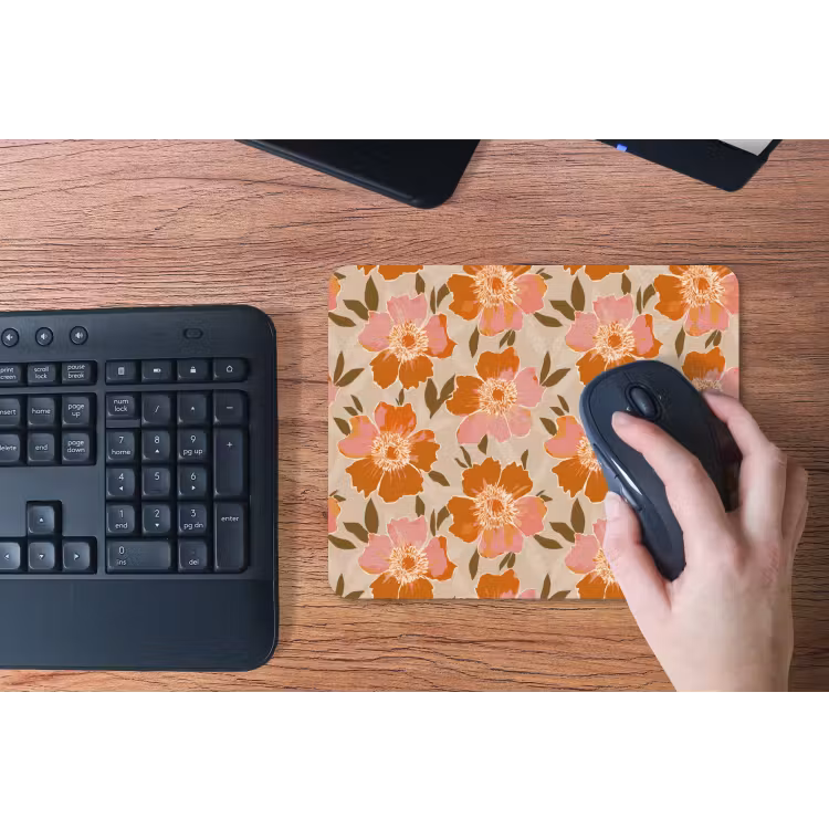 Bloemen - Motief - Retro muismat rubber klein 262 -toetsenbord