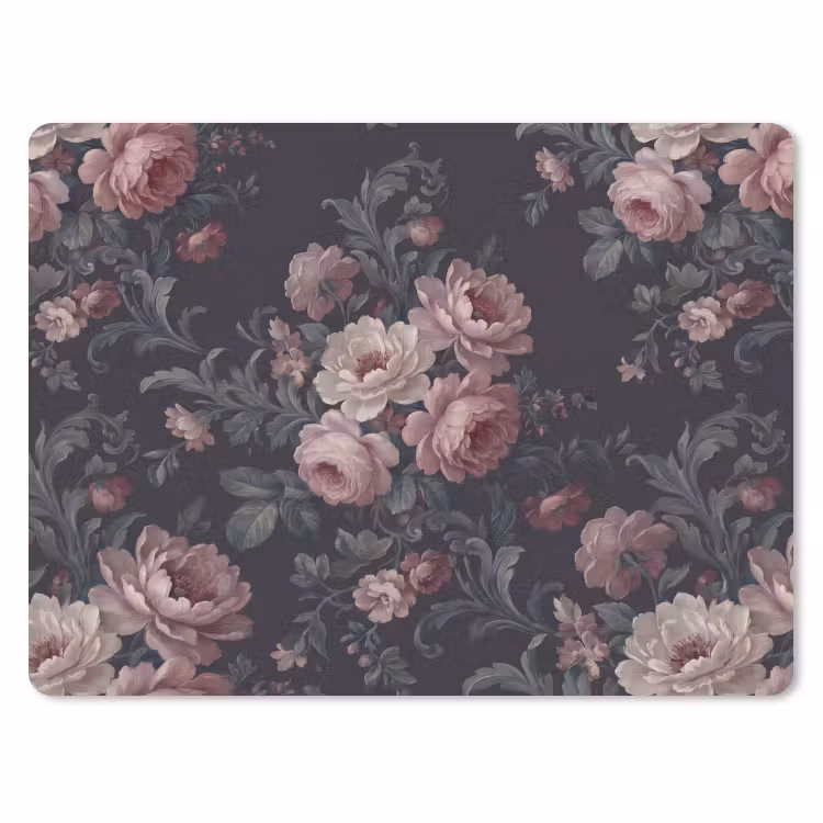 Bloemen - Patroon - Sierlijk - Roze - Donker muismat rubber klein -3d